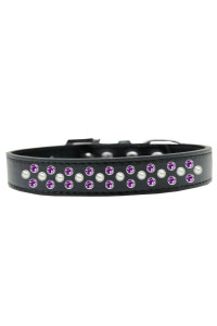 Mirage Pet Products Sprinkles Dog collar with Pearl and Purple crystals Size 12 Black