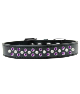Mirage Pet Products Sprinkles Dog collar with Pearl and Purple crystals Size 14 Black