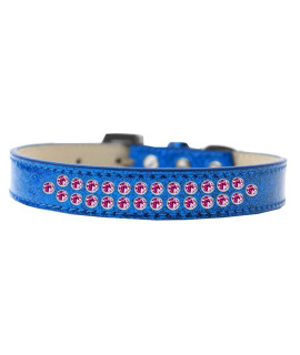 Mirage Pet Products Two Row Bright Pink crystal Ice cream Dog collar Size 14 Blue