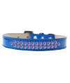 Mirage Pet Products Two Row Bright Pink crystal Ice cream Dog collar Size 16 Blue