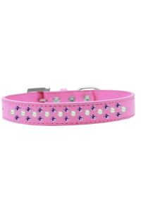 Mirage Pet Products Sprinkles Dog collar with Pearl and Purple crystals Size 12 Bright Pink