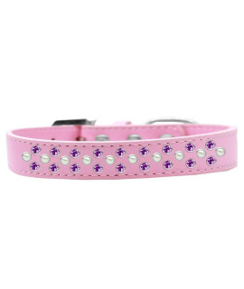 Mirage Pet Products Sprinkles Dog collar with Pearl and Purple crystals Size 12 Light Pink