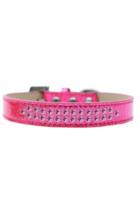Mirage Pet Products Two Row Bright crystal Ice cream Dog collar Size 14 Pink