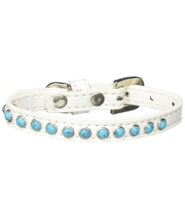 Mirage Pet Products Southwest Turquoise Pearl White Puppy Dog collar Size 10