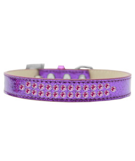 Mirage Pet Products Two Row Bright Pink crystal Ice cream Dog collar Size 12 Purple