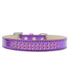 Mirage Pet Products Two Row Bright Pink crystal Ice cream Dog collar Size 14 Purple