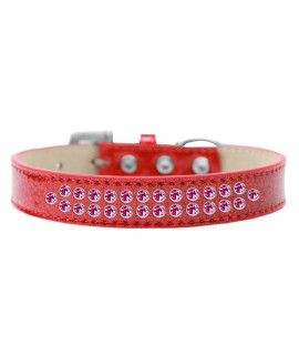 Mirage Pet Products Two Row Bright Pink crystal Ice cream Dog collar Size 12 Red