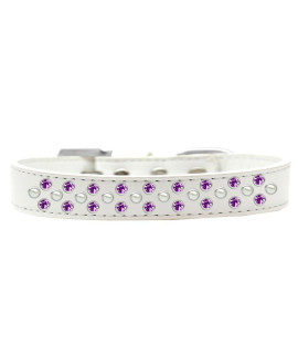 Mirage Pet Products Sprinkles Dog collar with Pearl and Purple crystals Size 12 White