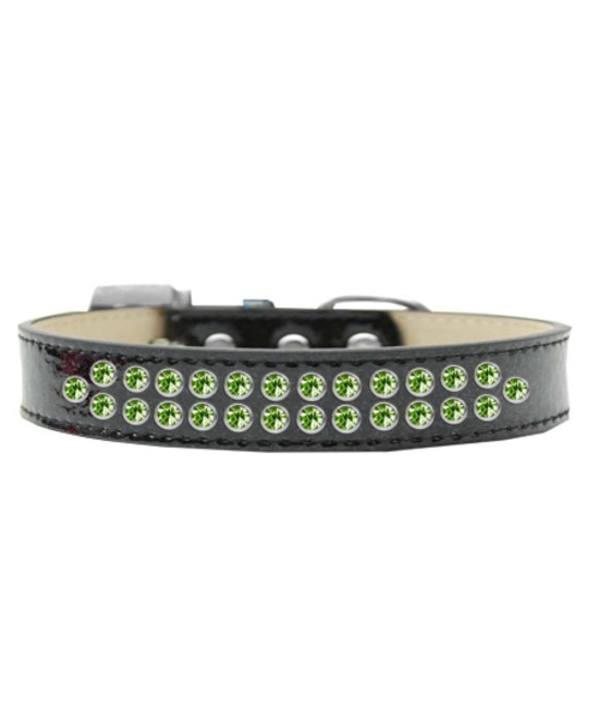Mirage Pet Products Two Row Lime green crystal Ice cream Dog collar Size 16 Black