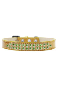 Mirage Pet Products Two Row Lime green crystal Ice cream Dog collar Size 12 gold