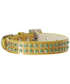 Mirage Pet Products Two Row Lime green crystal Ice cream Dog collar Size 14 gold