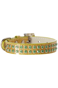 Mirage Pet Products Two Row Lime green crystal Ice cream Dog collar Size 14 gold