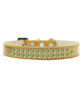Mirage Pet Products Two Row Lime green crystal Ice cream Dog collar Size 16 gold