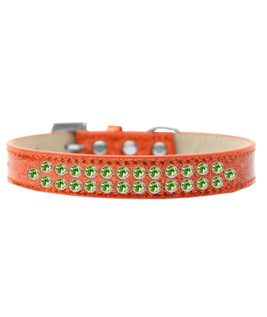 Mirage Pet Products Two Row Lime green crystal Ice cream Dog collar Size 12 Orange