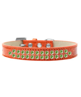 Mirage Pet Products Two Row Lime green crystal Ice cream Dog collar Size 14 Orange