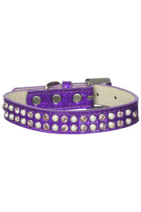 Mirage Pet Products Two Row Lime green crystal Ice cream Dog collar Size 12 Purple
