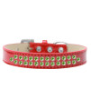 Mirage Pet Products Two Row Lime green crystal Ice cream Dog collar Size 12 Red