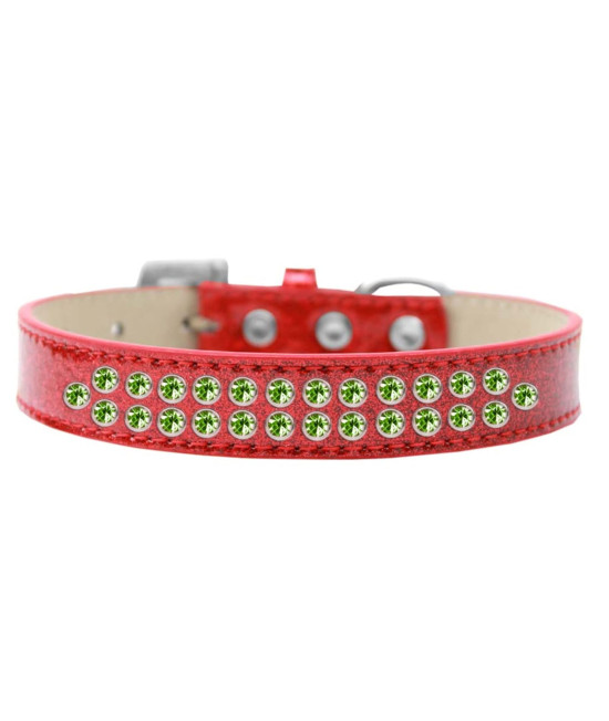 Mirage Pet Products Two Row Lime green crystal Ice cream Dog collar Size 12 Red