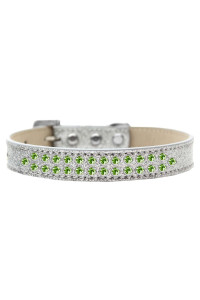 Mirage Pet Products Two Row Lime green crystal Ice cream Dog collar Size 12 Silver