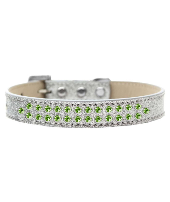 Mirage Pet Products Two Row Lime green crystal Ice cream Dog collar Size 12 Silver
