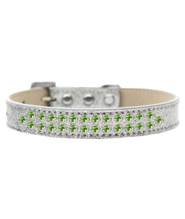 Mirage Pet Products Two Row Lime green crystal Ice cream Dog collar Size 16 Silver
