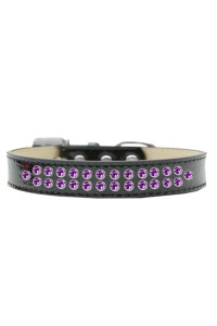 Mirage Pet Products Two Row Purple crystal Ice cream Dog collar Size 16 Black