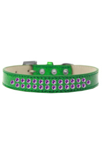 Mirage Pet Products Two Row Purple crystal Ice cream Dog collar Size 14 Emerald green