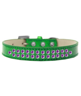 Mirage Pet Products Two Row Purple crystal Ice cream Dog collar Size 16 Emerald green