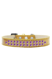 Mirage Pet Products Two Row Purple crystal Ice cream Dog collar Size 12 gold