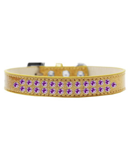 Mirage Pet Products Two Row Purple crystal Ice cream Dog collar Size 14 gold