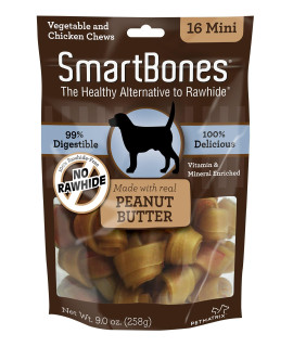 Smartbones Peanut Butter Dog chew Mini 16 PiecesPack
