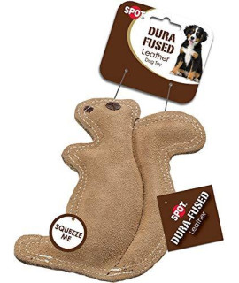 SPOT Dura-Fused Leather Squirrel Dog Toy 6.5 Long x 8 High - Pack of 3