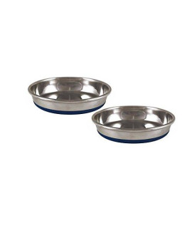 DuraPet 2 Pack of cat Dishes 0.75 cup Dry Food capacity each Premium Rubber-Bonded Stainless Steel