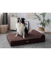 7 Inch -Jumbo XL Size Memory Foam Orthopedic Dog Bed - Headrest Collection - Includes Waterproof Liner & Removable, Easy to Clean Suede Cover with Anti Slip Bottom - Brown