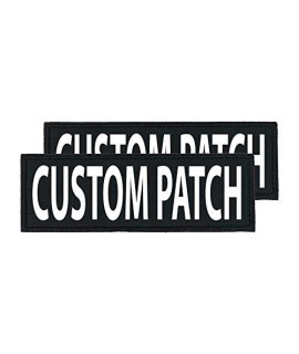 Dogline Custom Bright White Text Patch For Vest Harness Or Collar Customizable Text Personalized Patches with Hook Backing Name Service Dog In Training Emotional Support (2 patches) - 2 x 6