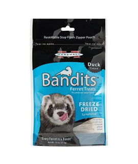 Marshall Pet Products Natural Grain and Gluten Free, High-Protein Bandit Freeze Dried Treats, Duck, for Ferrets, .75 oz