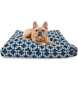 Navy Blue Links Small Rectangle Indoor Outdoor Pet Dog Bed With Removable Washable cover By Majestic Pet Products