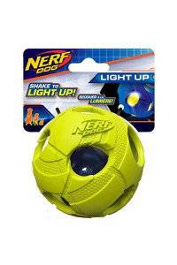 Nerf Dog Bash Ball Dog Toy with Interactive LED, Lightweight, Durable and Water Resistant, 3.5 Inches, for Medium/Large Breeds, Single Unit, Green