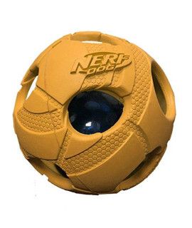 Nerf Dog Bash Ball Dog Toy with Interactive LED, Lightweight, Durable and Water Resistant, 3.5 Inches, for Medium/Large Breeds, Single Unit, Orange