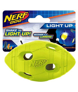 Nerf Dog Bash Football Dog Toy with Interactive LED, Lightweight, Durable and Water Resistant, 4 Inches for Medium/Large Breeds, Single Unit, Green or Orange