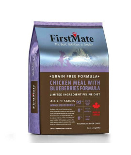 FirstMate Grain Free Chicken Meal with Blueberries Formula for Cats Dinner 4lbs