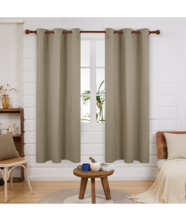Deconovo Grommet Blackout Curtains For Office, Room Darkening Thermal Insulated Window Curtain, Khaki, 42X84 Inch, 1 Panel