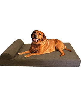 Dogbed4less Premium HeadRest Pillow Orthopedic cool Memory Foam Dog Bed for Large Dogs Waterproof Lining with Washable Suede Brown cover XXL 55X37
