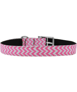 Mirage Pet Products 34 chevrons Nylon Dog collar with classic Buckle Size 12 Pink