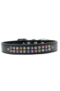 Mirage Pet Products Two Row confetti crystal Black Dog collar Size 12