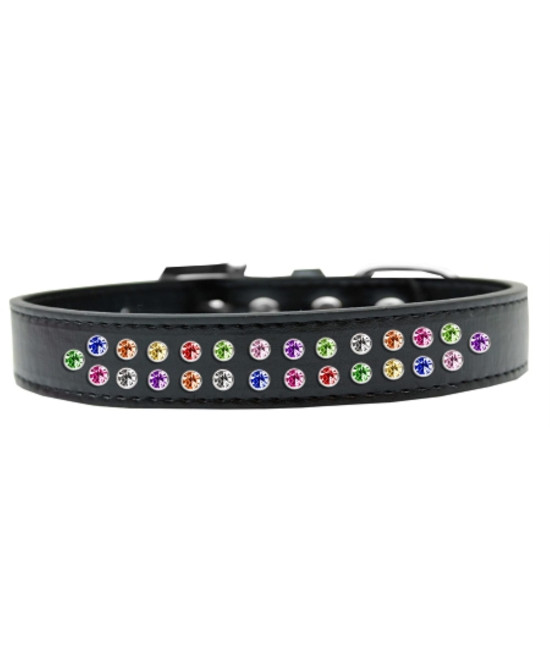 Mirage Pet Products Two Row confetti crystal Black Dog collar Size 12