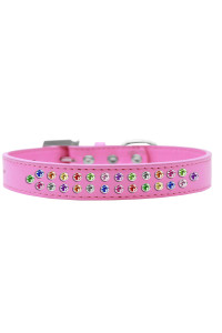 Mirage Pet Products Two Row confetti crystal Bright Pink Dog collar Size 18