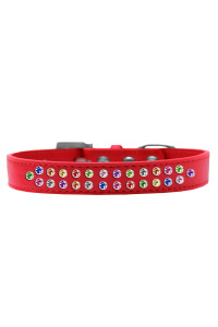 Mirage Pet Products Two Row confetti crystal Red Dog collar Size 16