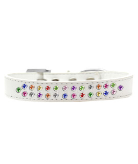 Mirage Pet Products Two Row confetti crystal White Dog collar Size 12