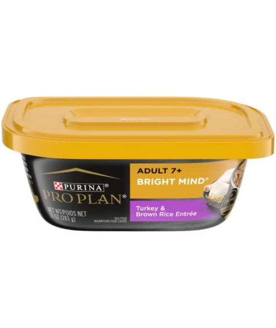 Purina Pro Plan Senior Gravy Wet Dog Food, BRIGHT MIND Turkey & Brown Rice Entree - (8) 10 oz. Tubs